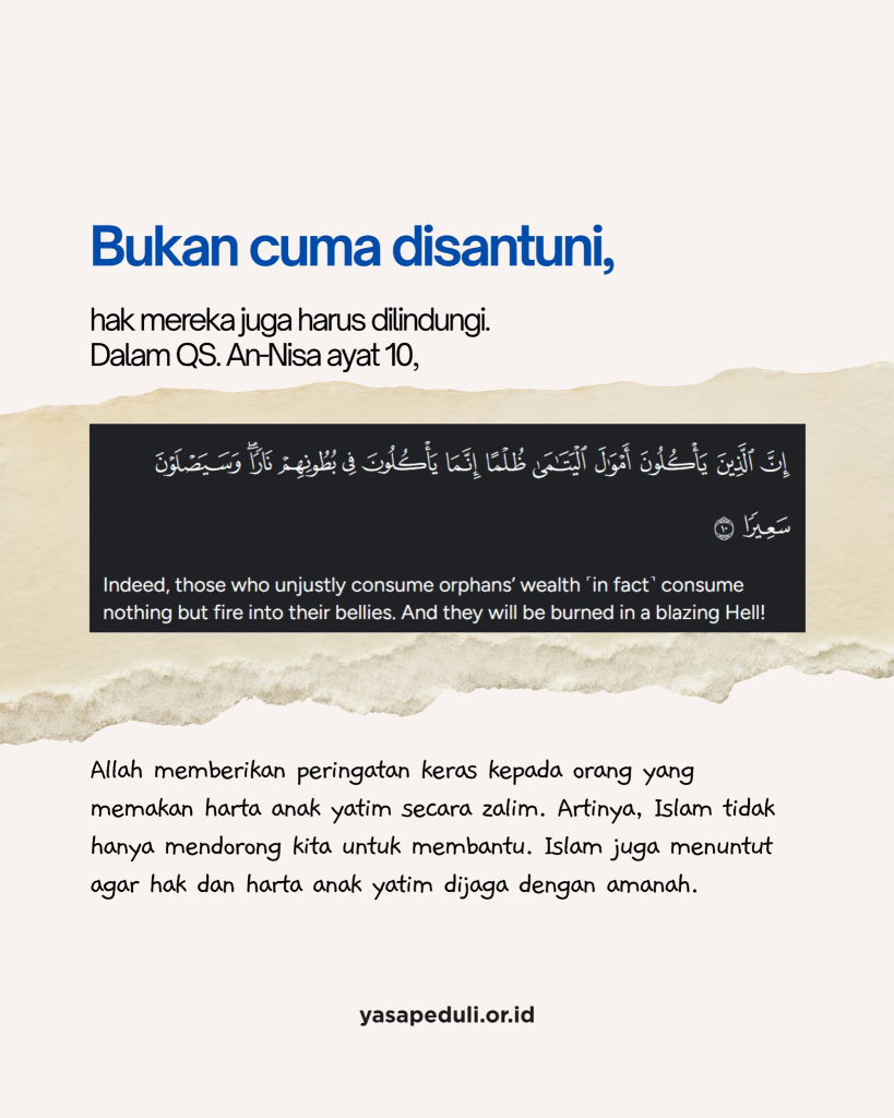 Santunan uang untuk membantu memenuhi kebutuhan sehari-hari anak yatim