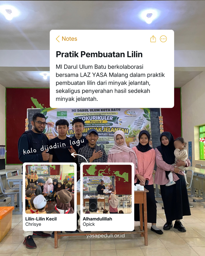 Praktik pembuatan lilin dari minyak jelantah bersama LAZ YASA Malang