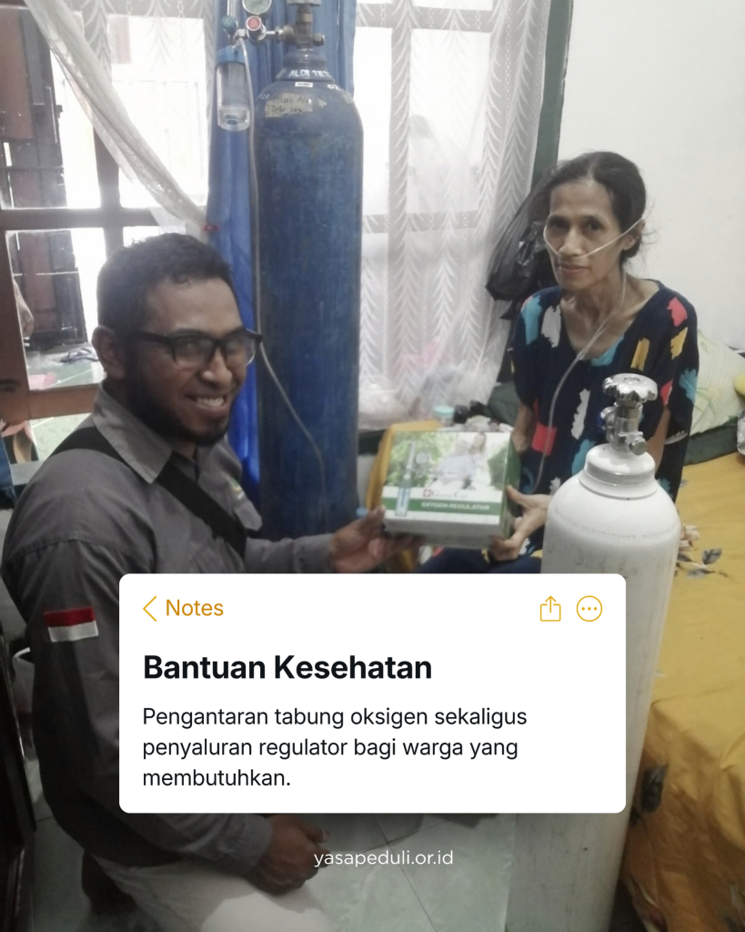 Bantuan kesehatan berupa tabung oksigen untuk warga